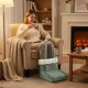 ModernHome Electric Foot Warmer with Remote, 10 Heat Settings, light gray
