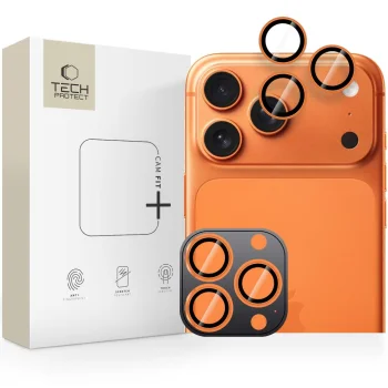 Tech-Protect Camring Fit+ kameros apsauginis stiklas iPhone 14-17 Pro / Max, oranžinis