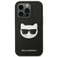 Karl Lagerfeld Saffiano Choupette Head Patch dėklas iPhone 14 Pro Max, juodas