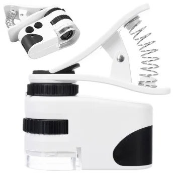 Mini mikroskopas telefonui su 60x priartinimu ir LED/UV šviesa