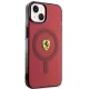 Ferrari dėklas iPhone 14 telefonui su MagSafe, pusiau skaidrus, raudonas