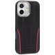 Audi iPhone 17 dėklas R8 Genuine Leather MagSafe, juodas / raudonas