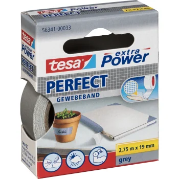 Tesa audinio lipnioji juosta extra Power Perfect 2,75 m x 19 mm, pilka (56341)