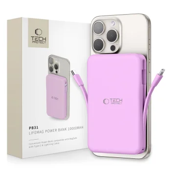 Išorinė baterija Tech-Protect PB31 LifeMag 10000mAh MagSafe, violetinė