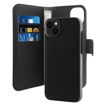 Puro Wallet Detachable MagSafe 2-in-1 eco-leather case with flap and wallet for iPhone 14 / 13 - black