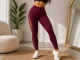 Women\'s High-Waisted Push-Up Fitness Leggings, Burgundy, L/XL