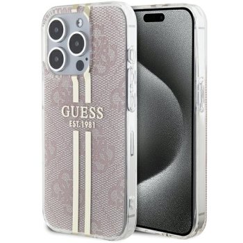 Guess dėklas iPhone 14 Pro Max telefonui IML 4G Gold Stripe, rožinis