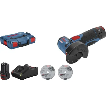Akumuliatorinis kampinis šlifuoklis Bosch GWS 12V-76, 76 mm, 2x 3.0 Ah