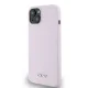 DKNY dėklas iPhone 14 Liquid Silicone Small Metal Logo MagSafe, rožinis