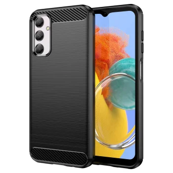 Lankstus anglies pluošto rašto dėklas Samsung Galaxy M14 Carbon Case, juodas