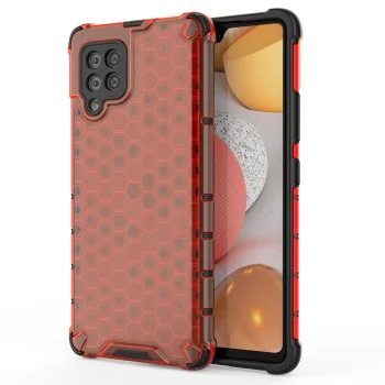 Apsauginis dėklas Samsung Galaxy A42 5G Honeycomb su TPU rėmeliu, raudonas