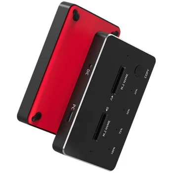 M.2 SATA ir NVMe SSD 2 lizdų doko stotelė, USB-C, USB-A, juoda