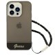 Guess Translucent Pearl Strap dėklas iPhone 14 Pro Max telefonui, juodas
