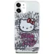 Dėklas Hello Kitty IML Kitty On Bricks Graffiti skirtas iPhone 15, baltas