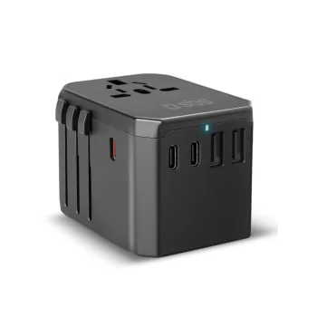 SBS universalus GaN kelioninis adapteris 70W, juodas