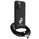 Karl Lagerfeld dėklas iPhone 14 Pro Max telefonui su virvele Saffiano, juodas