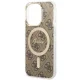 Guess dėklas iPhone 14 Pro telefonui 4G MagSafe, rudas