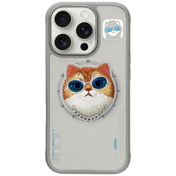 Nimmy dėklas iPhone 16 Pro Max telefonui Glasses Cool Cat MagSafe, pilkas
