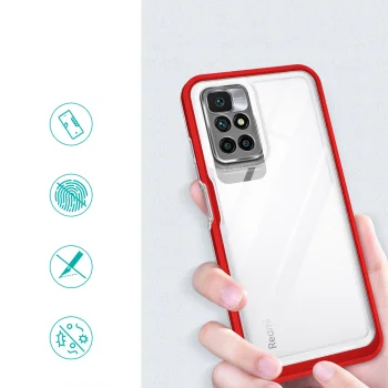 Dėklas Xiaomi Redmi 10 Hybrid Armor Clear 3 in 1, raudonas