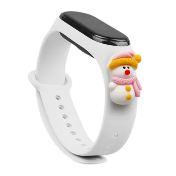 Kalėdinis dirželis Xiaomi Mi Band 3 / 4 su besmegeniu, baltas