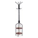 Pastatoma drabužių kabykla ModernHome su 2 lentynomis ir 8 kabliukais, 180 cm, juoda