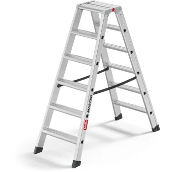 Dvipusės kopėčios Hailo Master D100, 2x6 pakopų, sidabrinės