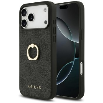 Guess 4G Ring Stand dėklas, skirtas iPhone 17 Pro Max, juodas