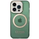 Guess Gold Outline Translucent MagSafe dėklas, skirtas iPhone 14 Pro, žalias