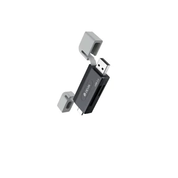 Devia EL239 SD ir TF kortelių skaitytuvas USB ir USB-C, juodas