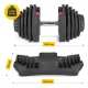 Reguliuojamas hantelis 4FIZJO Premium 40 kg su stovu, juodas