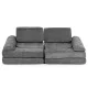 ECOTOYS didelė modulinė vaikiška sofa-lova, 10 dalių, pilka