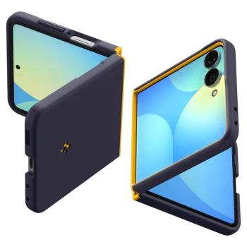 Dėklas Spigen Nano Pop MagSafe skirtas Samsung Galaxy Z Flip 8, tamsiai mėlynas ir geltonas