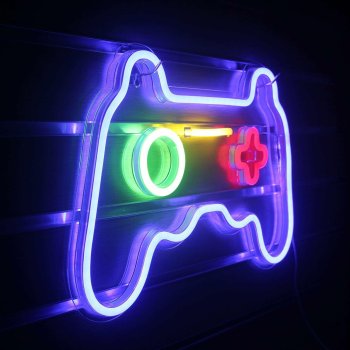 Žaidimų pultelio formos LED neono lempa (26 × 17 cm)