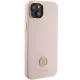 Guess Silicone Logo Strass 4G dėklas iPhone 15 telefonui, šviesiai rožinis