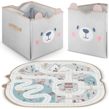 Nukido NK-408 2-in-1 Toy Storage Box and Play Mat, Grey