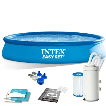 Intex sodo baseinas su pripučiamu žiedu 457 x 84 cm ir filtravimo siurbliu