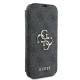 Guess 4G Metal Logo atverčiamas dėklas iPhone 16 telefonui, juodas