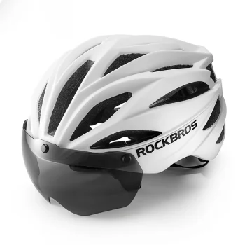 Rockbros dviratininko šalmas su magnetiniais UV akiniais, baltas