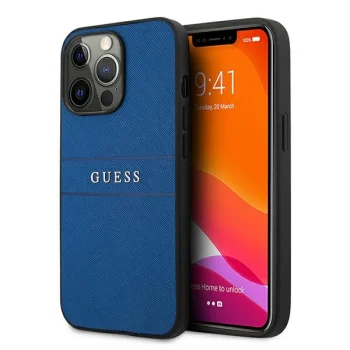 Guess Saffiano Stripe Case for iPhone 13 Pro Max 6.7" - Blue