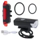RALLEX LED dviračio žibintų komplektas (priekinis ir galinis), USB, juodas