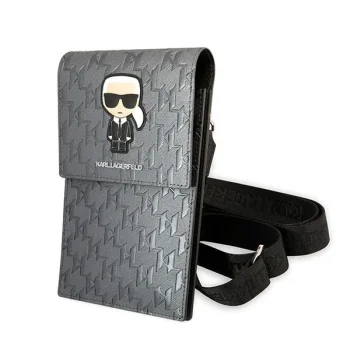 Karl Lagerfeld Ikonik Karl Monogram Patch telefono krepšelis, sidabrinis