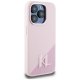 Karl Lagerfeld Silicone Shadow Metal Initial MagSafe dėklas iPhone 15 Pro, rožinis