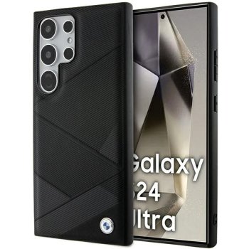 BMW Signature Leather Crossing Lines dėklas Samsung Galaxy S24 Ultra, juodas