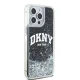 DKNY dėklas iPhone 13 Pro Max telefonui Liquid Glitter Big Logo, juodas