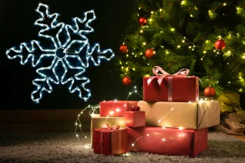 LED Kalėdų dekoracija Snaigė - 55 cm, šaltai balta