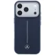 Mercedes Leather Semi Wrap Iconic Line MagSafe dėklas, skirtas iPhone 17 Pro Max, tamsiai mėlynas