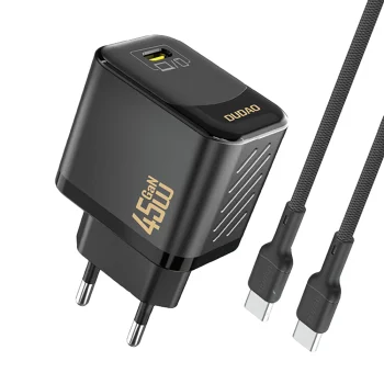 Dudao A28C 45W GaN įkroviklis su USB-C laidu, juodas