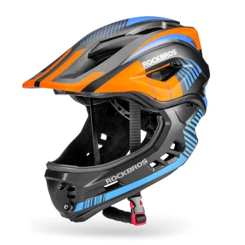 Rockbros TT-32SOBL-S vaikiškas šalmas su nuimama smakro apsauga, S, juodas/oranžinis