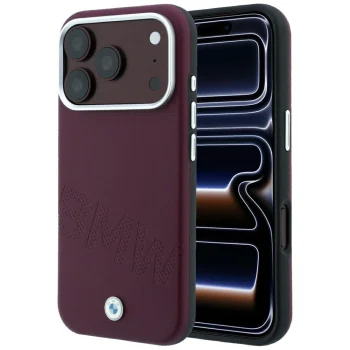 BMW Sign Inclined Deboss Letters MagSafe dėklas iPhone 17 Pro / 18 Pro, bordo