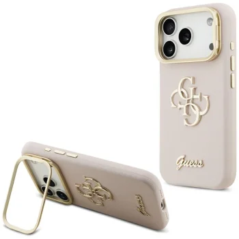 Guess Grained Big 4G & Stand Camera Phone Case Cover iPhone 17 Pro - Pink